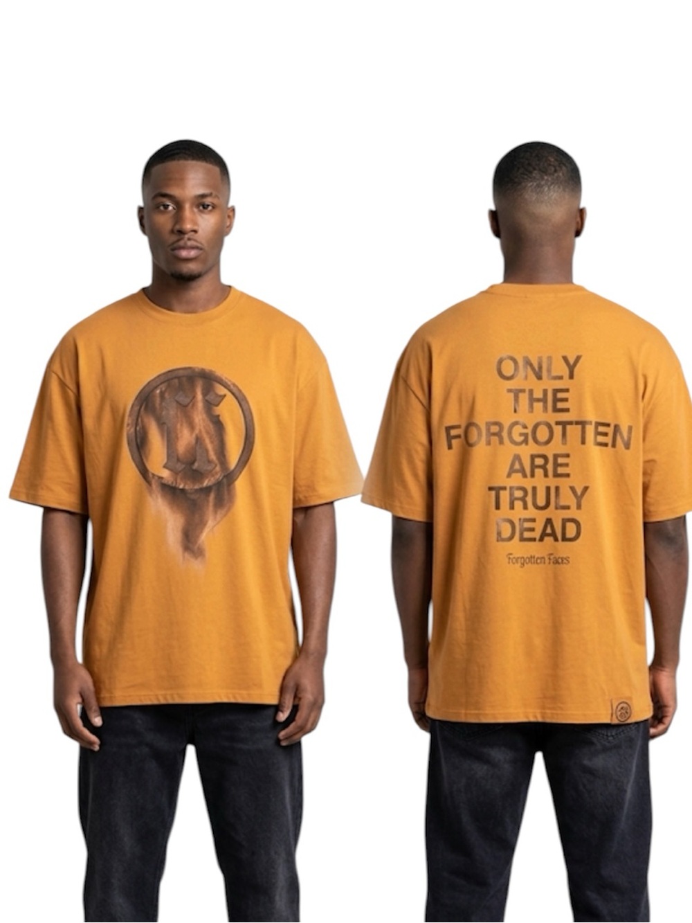 Forgotten Faces Men's Orange Graphic Short Sleeve Short T-shirt Size: XL